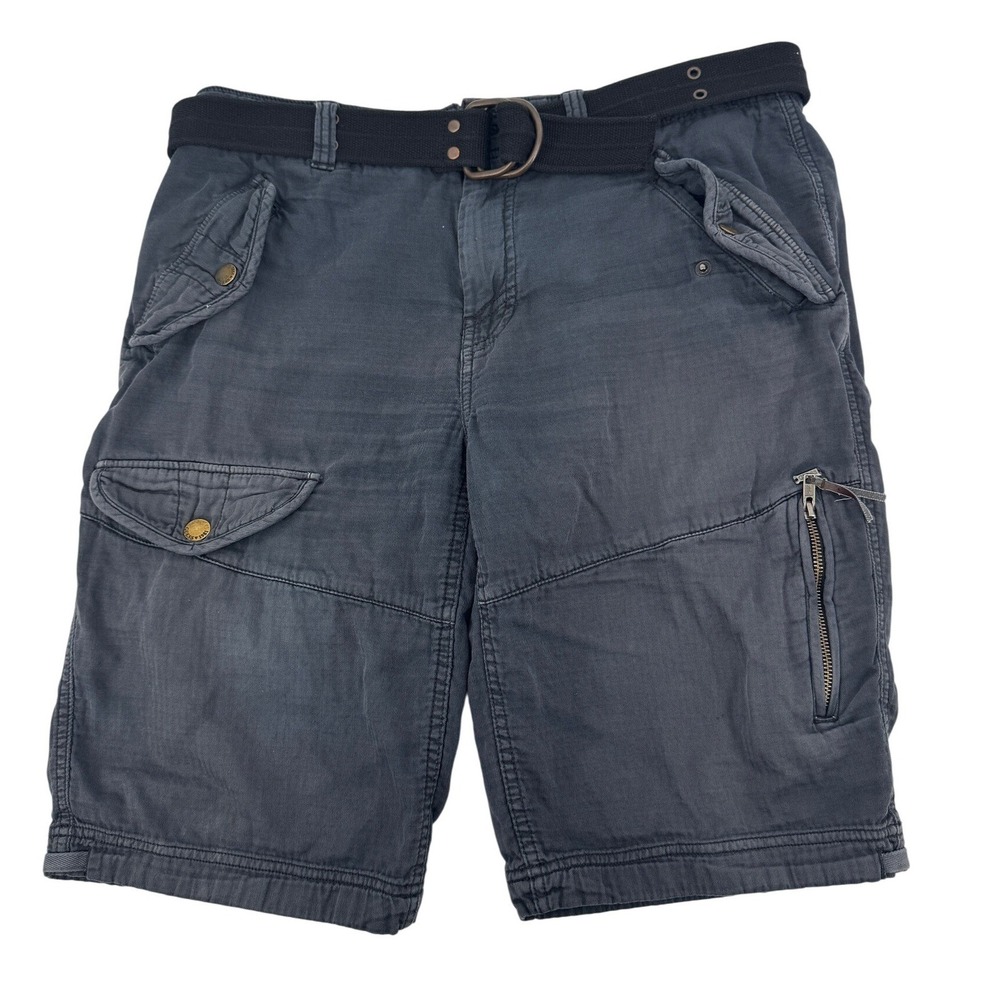 Guess Y2K Vintage Cargo Shorts Military Ripstop Men's 34x12 Blue Baggy Grunge